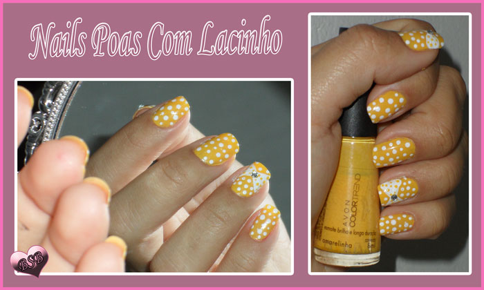 Nails arte unhas de poas com lacinho