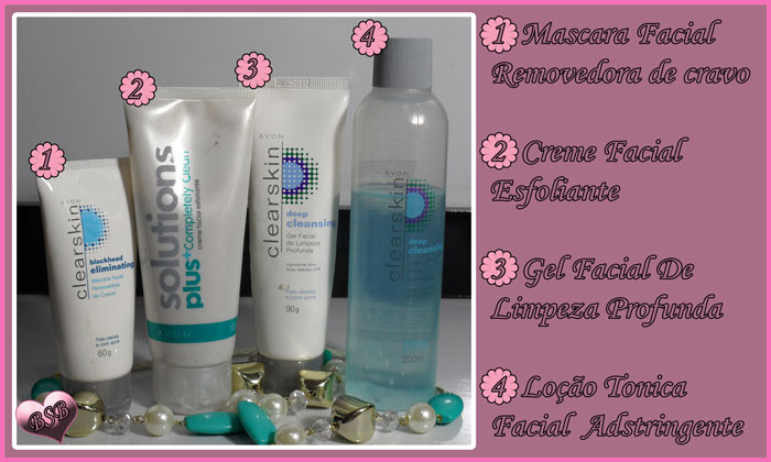 Cosméticos Par cuidar  do rosto Avon, Natura Filtrosolar, Adstringente,Esfoliante, Mascara, Geo de limpesa