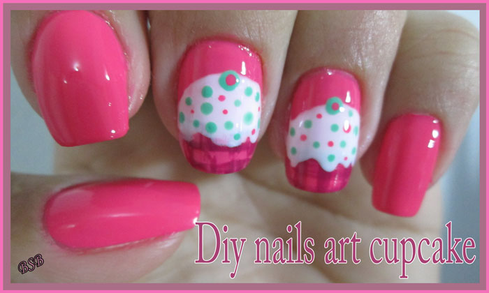 Diy nails art cupcake Esmalte desiré quartzo rosa