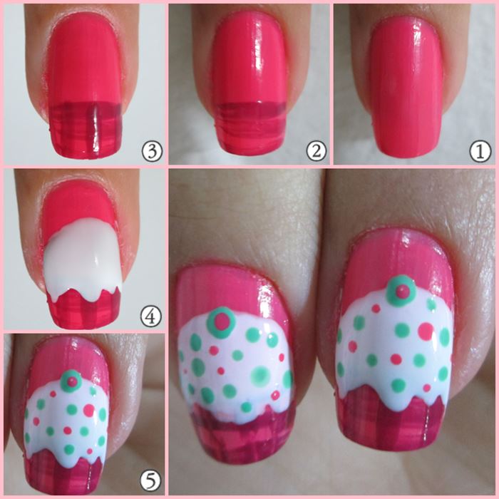 Diy nails art cupcake Esmalte desiré quartzo rosa